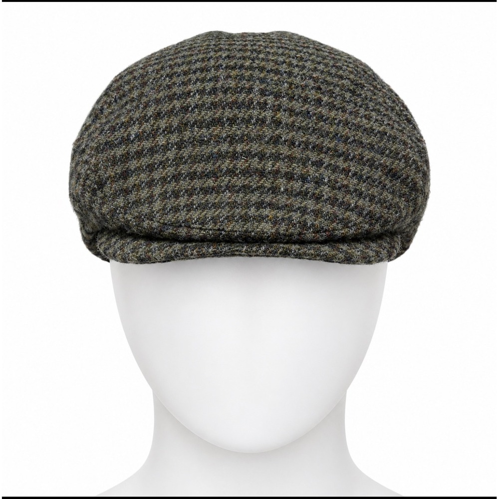LL Bean Harris Tweed Gore-Tex Flat Cap Men XXL Brown Check Driving Hat Snap Brim